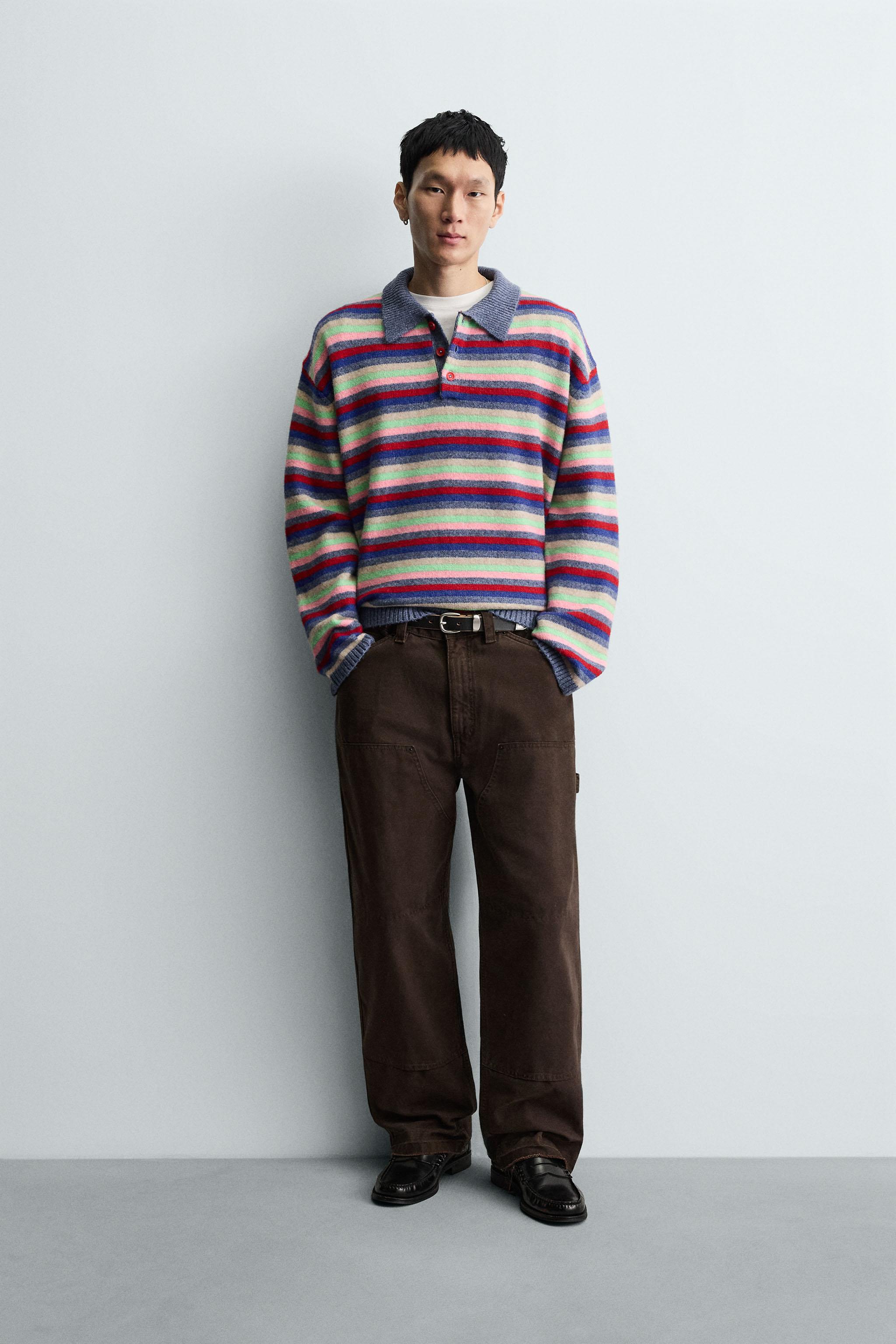 JACQUARD STRIPED KNIT POLO SHIRT
